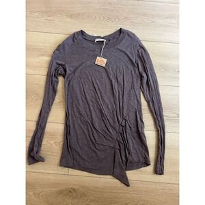 Stateside Long Sleeve Top Knot Drape Front Gray‎ Womens Size M Casual